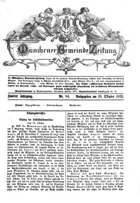 Münchener Gemeinde-Zeitung Sonntag 19. Oktober 1873