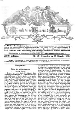 Münchener Gemeinde-Zeitung Donnerstag 27. November 1873