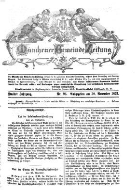 Münchener Gemeinde-Zeitung Sonntag 30. November 1873