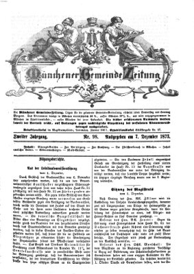 Münchener Gemeinde-Zeitung Sonntag 7. Dezember 1873