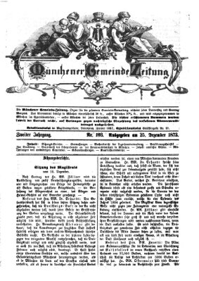 Münchener Gemeinde-Zeitung Donnerstag 25. Dezember 1873