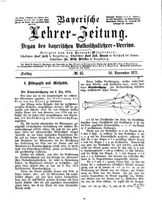 Bayerische Lehrerzeitung Freitag 10. November 1871