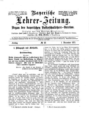 Bayerische Lehrerzeitung Freitag 1. Dezember 1871