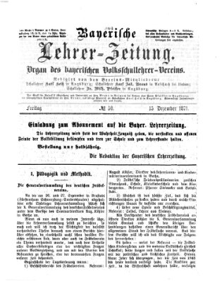 Bayerische Lehrerzeitung Freitag 15. Dezember 1871