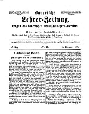 Bayerische Lehrerzeitung Freitag 15. November 1872