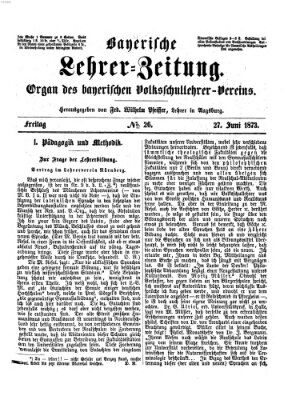 Bayerische Lehrerzeitung Freitag 27. Juni 1873