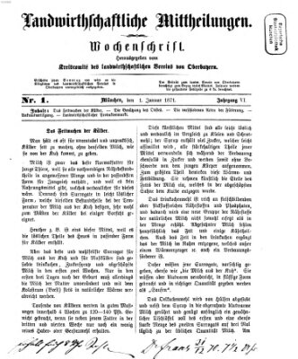 Landwirthschaftliche Mittheilungen Sonntag 1. Januar 1871