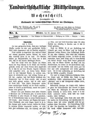 Landwirthschaftliche Mittheilungen Sonntag 29. Januar 1871