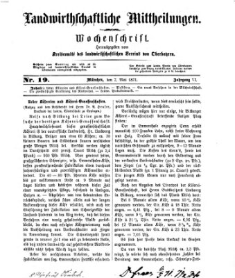 Landwirthschaftliche Mittheilungen Sonntag 7. Mai 1871