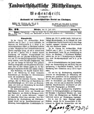 Landwirthschaftliche Mittheilungen Sonntag 16. Juli 1871