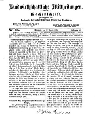 Landwirthschaftliche Mittheilungen Sonntag 27. August 1871