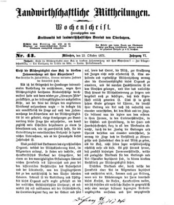 Landwirthschaftliche Mittheilungen Sonntag 22. Oktober 1871