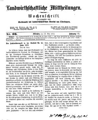 Landwirthschaftliche Mittheilungen Sonntag 19. Mai 1872