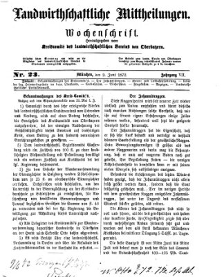 Landwirthschaftliche Mittheilungen Sonntag 9. Juni 1872