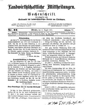 Landwirthschaftliche Mittheilungen Sonntag 11. August 1872