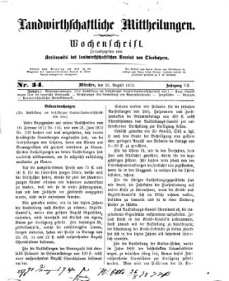 Landwirthschaftliche Mittheilungen Sonntag 25. August 1872