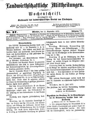 Landwirthschaftliche Mittheilungen Sonntag 15. September 1872