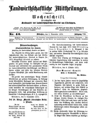 Landwirthschaftliche Mittheilungen Sonntag 2. November 1873