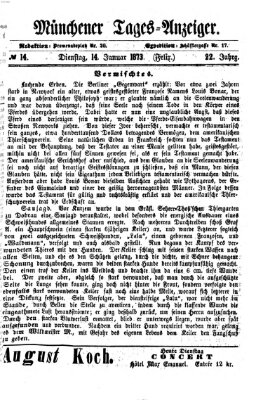 Münchener Tages-Anzeiger Dienstag 14. Januar 1873