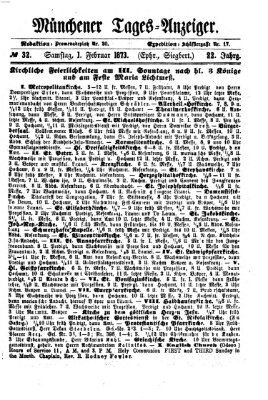 Münchener Tages-Anzeiger Samstag 1. Februar 1873