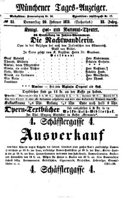 Münchener Tages-Anzeiger Donnerstag 20. Februar 1873