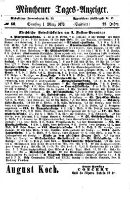 Münchener Tages-Anzeiger Samstag 1. März 1873