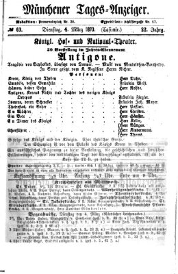 Münchener Tages-Anzeiger Dienstag 4. März 1873