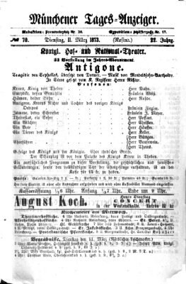 Münchener Tages-Anzeiger Dienstag 11. März 1873