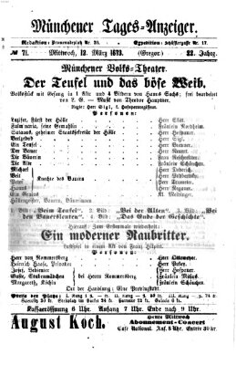 Münchener Tages-Anzeiger Mittwoch 12. März 1873