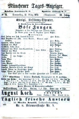 Münchener Tages-Anzeiger Donnerstag 13. März 1873