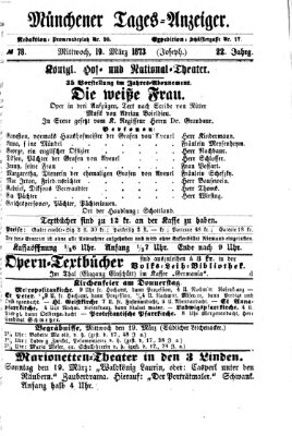 Münchener Tages-Anzeiger Mittwoch 19. März 1873