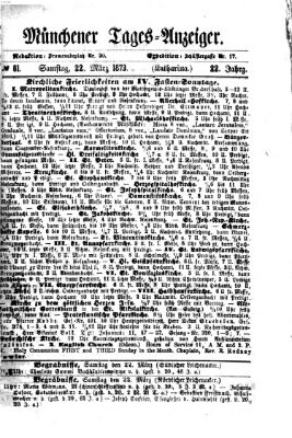 Münchener Tages-Anzeiger Samstag 22. März 1873