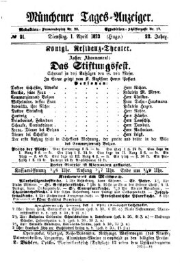 Münchener Tages-Anzeiger Dienstag 1. April 1873