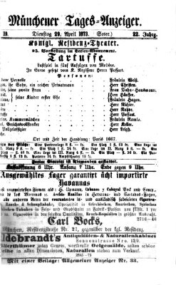 Münchener Tages-Anzeiger Dienstag 29. April 1873