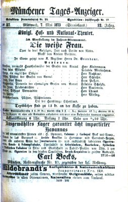 Münchener Tages-Anzeiger Mittwoch 7. Mai 1873