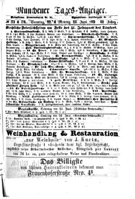 Münchener Tages-Anzeiger Sonntag 22. Juni 1873