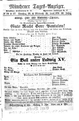 Münchener Tages-Anzeiger Dienstag 24. Juni 1873