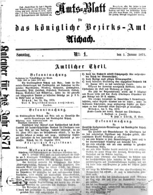 Amtsblatt für das Bezirksamt und Amtsgericht Aichach Sonntag 1. Januar 1871