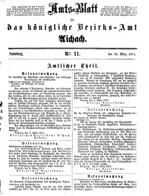 Amtsblatt für das Bezirksamt und Amtsgericht Aichach Sonntag 12. März 1871