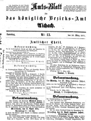 Amtsblatt für das Bezirksamt und Amtsgericht Aichach Sonntag 26. März 1871