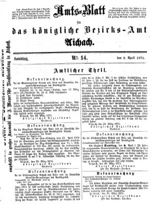 Amtsblatt für das Bezirksamt und Amtsgericht Aichach Sonntag 2. April 1871