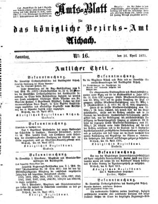 Amtsblatt für das Bezirksamt und Amtsgericht Aichach Sonntag 16. April 1871