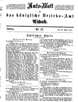 Amtsblatt für das Bezirksamt und Amtsgericht Aichach Sonntag 23. April 1871