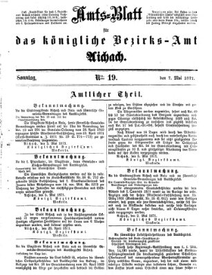 Amtsblatt für das Bezirksamt und Amtsgericht Aichach Sonntag 7. Mai 1871