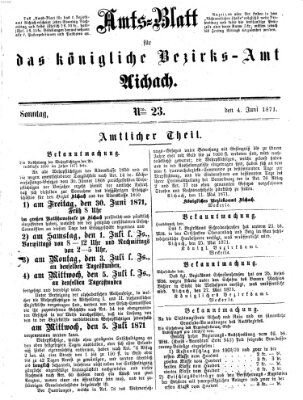 Amtsblatt für das Bezirksamt und Amtsgericht Aichach Sonntag 4. Juni 1871