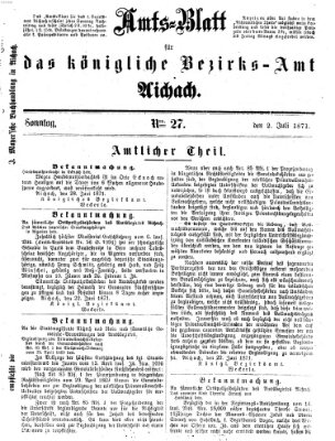 Amtsblatt für das Bezirksamt und Amtsgericht Aichach Sonntag 2. Juli 1871