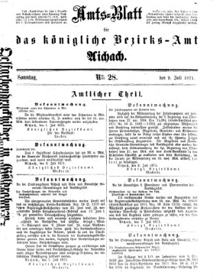 Amtsblatt für das Bezirksamt und Amtsgericht Aichach Sonntag 9. Juli 1871