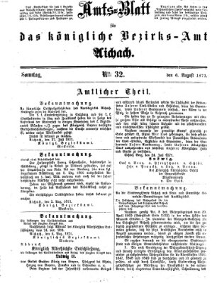 Amtsblatt für das Bezirksamt und Amtsgericht Aichach Sonntag 6. August 1871