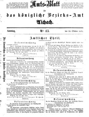 Amtsblatt für das Bezirksamt und Amtsgericht Aichach Sonntag 22. Oktober 1871