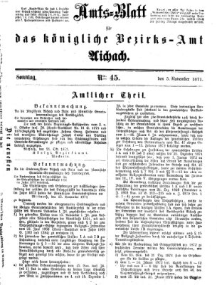 Amtsblatt für das Bezirksamt und Amtsgericht Aichach Sonntag 5. November 1871